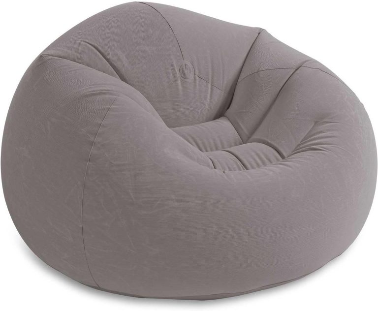 Intex 68579NP Pouf Gonflable Beanless, Gris, 107cm x 104cm x 69cm, flocage velours