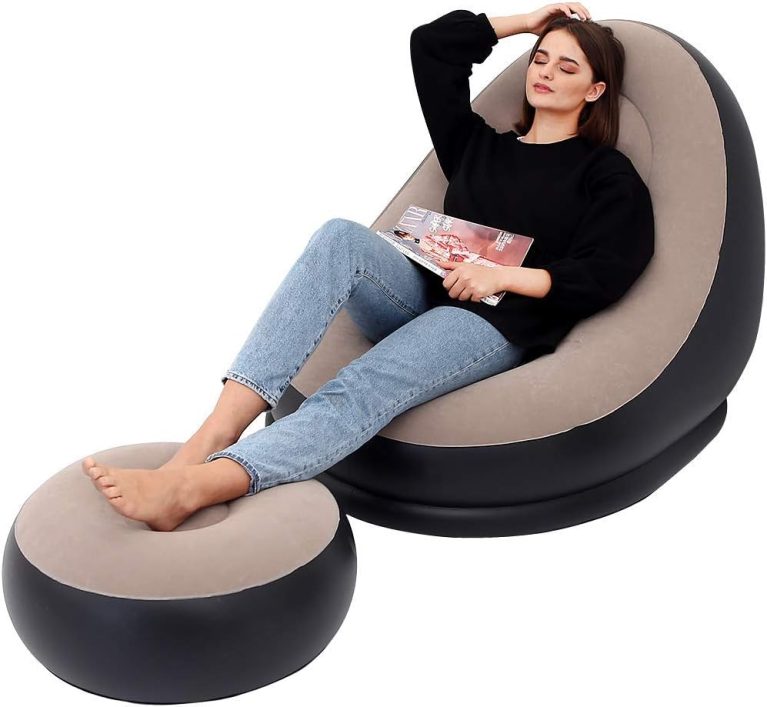 LONEEDY Canapé Gonflable et Repose-Pieds pour l'extérieur - Pliable (Marron)