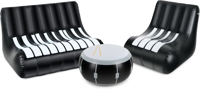 Stagecaptain If-Set Ensemble de mobilier lounge gonflable, salon en PVC au design piano pour 3-4 personnes, avec table et fauteuil assortis